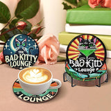 Yijingtop 8PCS Funny Cat Diamond Painting Coaster Kit with Holder,Bad Kitty Diamond Art Coasters,Crafts Kits for DIY Coasters Diamond Art Kits for Adults Yijingtop