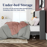 Allewie Full Size Velvet Bed Frame/Vertical Channel Tufted Wingback Headboard/Upholstered Platform Bed/Strong Wooden Slats/No Box Spring Needed/Easy Assembly/Grey Allewie