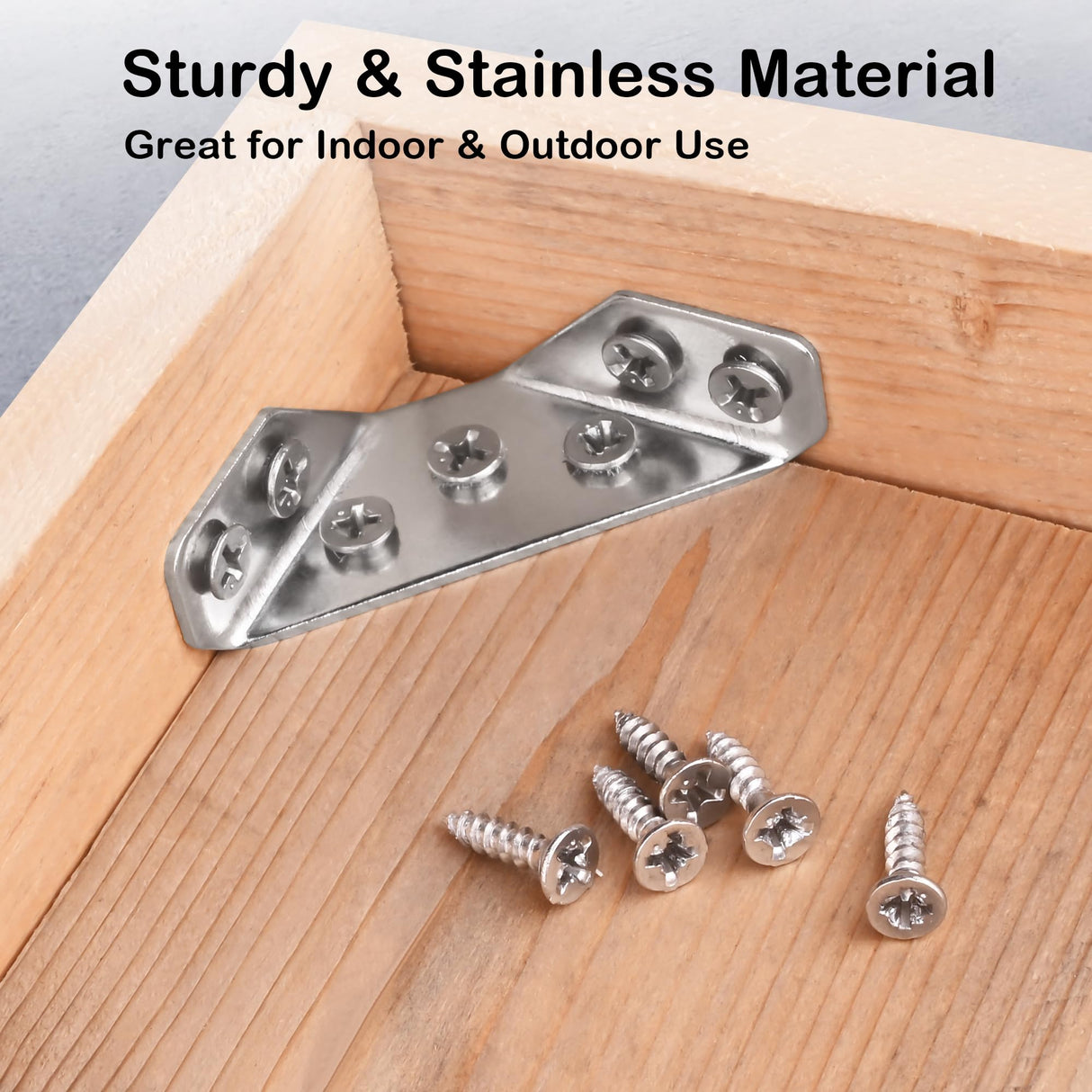 PlusRoc 12-Pack Universal Stainless Steel Furniture Corner Connectors with Screws - Heavy Duty Triangular Support Brackets for Wood Furniture, Drawers, Cabinets, Tables, and Chairs PlusRoc