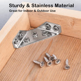 PlusRoc 12-Pack Universal Stainless Steel Furniture Corner Connectors with Screws - Heavy Duty Triangular Support Brackets for Wood Furniture, Drawers, Cabinets, Tables, and Chairs PlusRoc