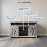 BELLEZE Modern 48 Inch Barn Door Wood TV Stand & Media Entertainment Center Console Table for TVs up to 50 Inches with Two Open Shelves and Cabinets - Corin (Gray Wash) BELLEZE