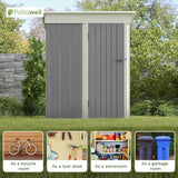 Patiowell 5x3 FT Outdoor Storage Shed, Garden Tool Shed with Sloping Roof and Lockable Door, Metal Shed for Backyard Garden Patio Lawn, Gray Patiowell