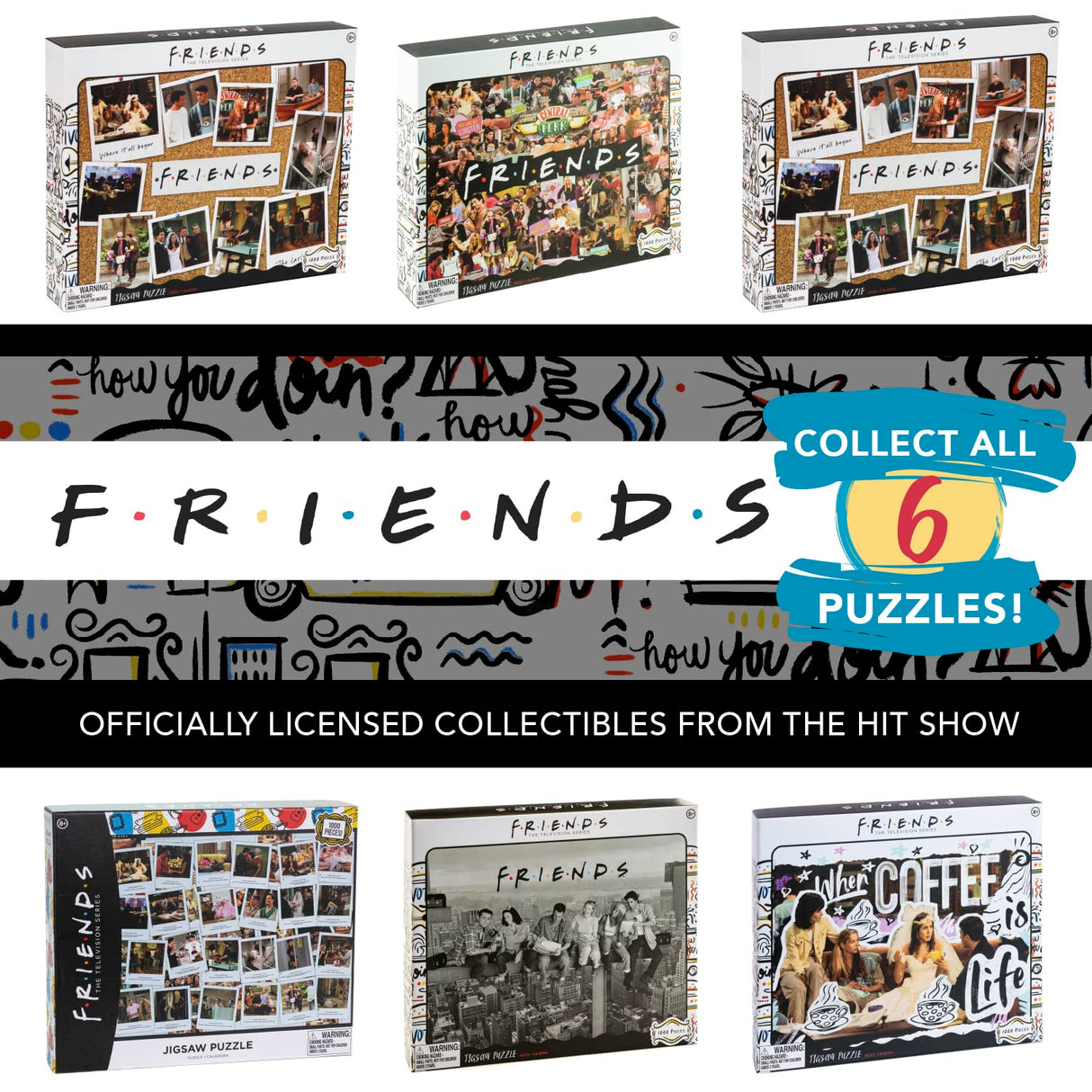 Friends TV Show Seasons Jigsaw Puzzle - 1000 Pieces - 30in x 24in Paladone