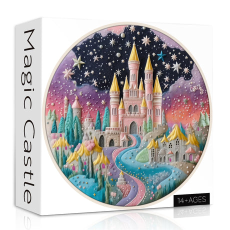 Colorful Fairy Castle Puzzles for Adults 1000 Pieces, Fantasy Rainbow Sky River Jigsaw Puzzles, Round Challenging Impossible Puzzle as Wall Decor PPuzzling