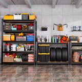 JOJUOU Garage Shelving-2050 lbs 5 Tier Storage Shelves,Adjustable Heavy Duty Metal Shelving Unit and Storage Large Rack,Utility Steel Shelf for Warehouse Industrial Pantry Basement -78"x46"x20",Black JOJUOU