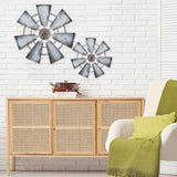 Wesiti 3 Pcs Metal Windmill Clock Large Farmhouse Wall Decor Clock 20 Inches Rustic county Wall Decor for Farmhouse Kitchen Living Room Bedroom Nursery Home Wesiti