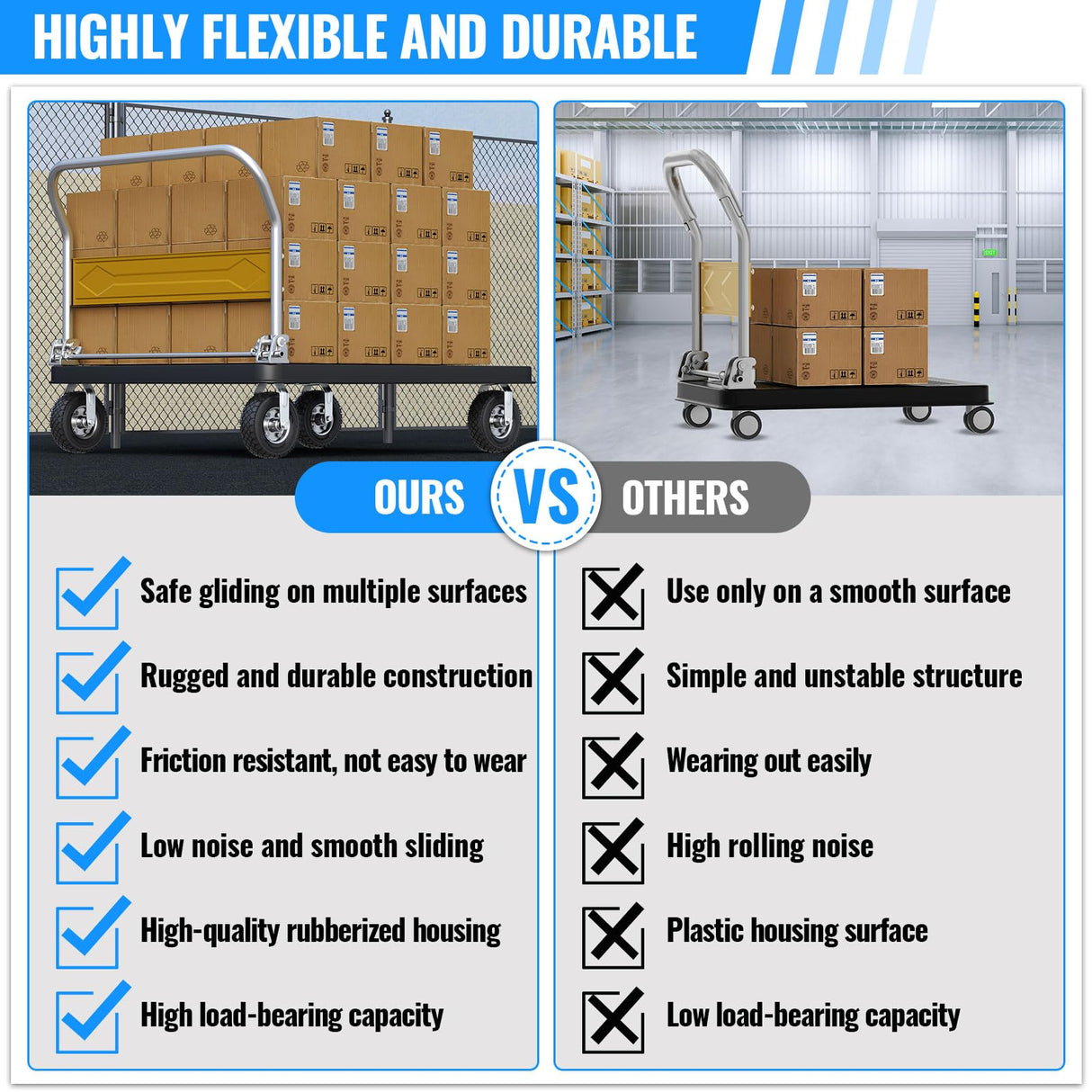 8 Inch Pneumatic Caster Wheels Set of 4 (2 Swivel/2 Rigid),Heavy Duty Casters,Tolerable 880 LBS,Rubber Knobby Tread for Workbench, Cart, Trolley,Wagon and Shelves VELPAX