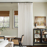 Pinch Pleated Linen Curtains 108 Inches long for Living Room 2 Panels Set Cream Ivory Flax Double Pleated Drapes Back Tab Neutral Boho Ceiling Floor 108 Inch Window Curtains Bedroom Natural Birch TWODRAPES
