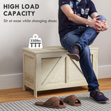 HOMCOM 30" Farmhouse Storage Bench, Lift Top Storage Chest with Safety Hinge to Open Up 100°, Wooden Trunk for Bedroom, Entryway, Living Room, Natural HOMCOM