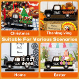 Anglechic 34 Pcs Small Interchangeable Christmas Truck Decor Holiday Seasonal Sign Farmhouse Rustic Wooden Tier Tray Decoration Home Office Desk Welcome Ornament Thanksgiving Gift Anglechic