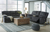 Signature Design by Ashley Draycoll Power Double Reclining Loveseat with Storage Console & USB Plug, Dark Gray Signature Design by Ashley