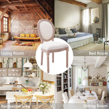 Nrizc French Dining Chairs Set of 6, French Country, Vintage Farmhouse Dining Chairs with Round Back, Solid Wood Beige Fabric Dining Room Chairs, for Kitchen, Bedroom Nrizc