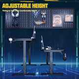 Furmax Height Adjustable Gaming Desk Gamer Table T Shaped with Carbon Fiber Surface Computer PC Desk with Full Covered Mouse Pad, Cup Holder & Headphone Hook, Black (55 Inch) Furmax