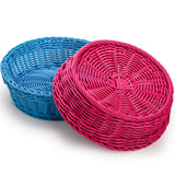 AVLA 4 Pack Woven Breads Baskets, Imitation Rattan Fruit Storage Bowls, Stackable Handwoven Serving Basket, Poly-Wicker Round Basket Set for Organizing, Decorative Gift Basket for Countertop, Pantry AVLA
