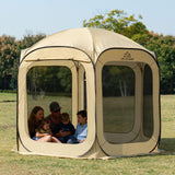 JELUCAMP 10x10 FT Pop Up Screen Tent - Instant Screened Gazebo Canopy with Mosquito Net, Portable Backyard Tent for 4-6 People, Easy Setup Patio Shelter for Camping, BBQ, Sports & Outdoor Activities JELUCAMP