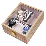 Custom Personalized 6 Slot Watch Storage Box and Glass Display Case - Customized with Your Engraved Style Choice (Distressed Wood) My Personal Memories
