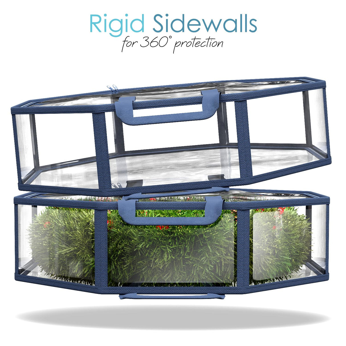 Hearth & Harbor Wreath Storage Container - Clear Christmas Wreath Storage Bag, Dual Zipper and Handles - 30" Premium Wreath Storage Organizer Box Hearth & Harbor