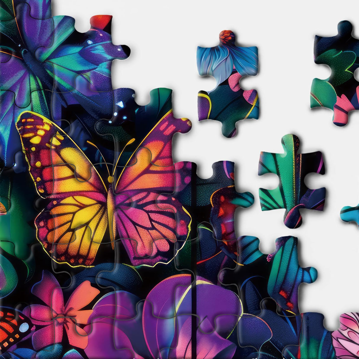 Flower Butterfly Puzzle for Adults 1000 Pieces, Spring Garden Plant Jigsaw Puzzles, Colorful Nature Floral Puzzles BBOLDIN