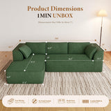 Vesgantti 106" Cloud Couch Sectional Modular Sofa, Deep Seat Comfy Cloud Couch Chenille Memory Foam Sofa Modular Couches for Living Room Bedroom, No Assembly Required (Green, Left-Facing Chaise) Vesgantti