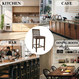 Janoray 26" Counter Height Bar Stools Set of 2, Rattan Woven Barstool with PU Leather Upholstered Seat and Solid Wood Frame Farmhouse Dining Chairs for Kitchen/Island Pub/Bistros/Restaurant Janoray