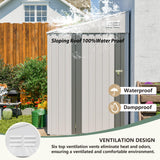 4 × 7 FT Lean to Storage Shed, Outdoor Metal Wall Side Bike Mower Sheds & Outdoor Storage Cabinet, Lockable Tool Organization Shed for Garden Patio Hohuqeri