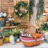 HYBDAMAI Wicker Picnic Basket Set for 4 with Lid and Handle Picnic Hamper with Washable Lining and Cutlery Set for Outdoor, Camping, Halloween, Christmas, and Birthday HYBDAMAI