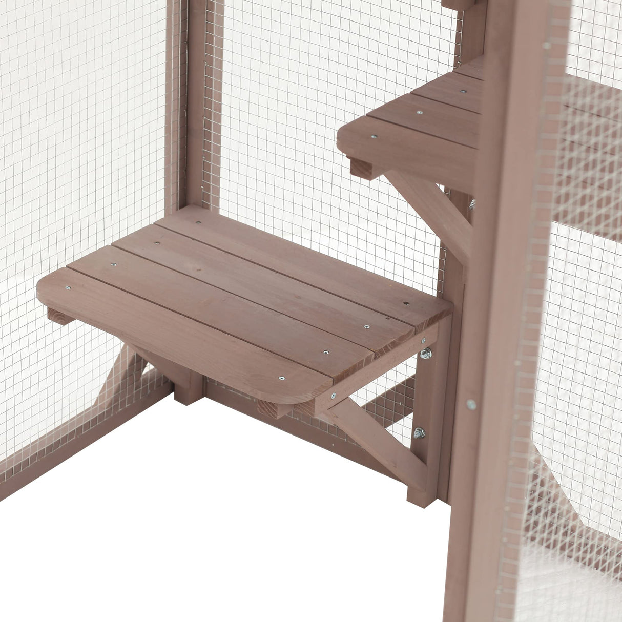 PawHut Outdoor Cat House, Catio Wooden Feral Cat Shelter, Cat Cage with Platforms, Large Enter Door, Weather Protection Asphalt Roof, 71" L, Brown PawHut