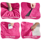 3FT Bean Bag Chair Bean Bag Chairs for Adults Giant Bean Chairs with Velvet Cover, Memory Foam BeanBag Chair Fluffy BeanBag Chairs for Living Room, Bedroom - Pink (36" x 36" x 22") Hobestluk