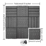 SHPAI Plastic Interlocking Deck Tiles, 36 Pack, 12"x12" Patio Decking Tiles Not-Slip All Weather Use, PVC Waterproof Outdoor Flooring Pavers for Backyard, Poolside, Porch, Balcony, Dark Grey SHPAI
