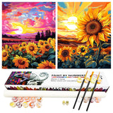 ZXQL 2 Pack Sunflower Paint by Numbers Kit for Adults Beginners, 16" W x 20 L Paint by Numbers for Adults Rolled up Canvas for Painting Home Decor Creative Wall Art with Nice Gift Box ZXQL