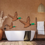 Wenqik 3 Size Mallard Duck Wall Art Wooden Ducks Wall Decor Rustic Flying Birds Decor Carved for Home Living Room Bedroom Office(Larger Size,Green) Wenqik