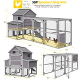 Aivituvin Large Chicken Coop 137" L Hen House Duck Cage for 10-15 Chickens 55ft² with Spacious Run, 6 Nesting Box, 6 Raised Perches Aivituvin