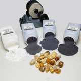 7 LBS Rock Tumbler Grit and Polish Refill & Tumbling Filler Media Supplies Kit, 4 Stage Bulk Grit + Plastic Pellets - Silicone Carbide Polisher Grit for Rock Polisher, Stone Polisher (7 Pounds) SACKORANGE