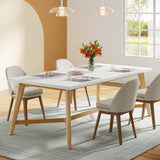 Tribesigns Dining Table for 6-8 People, 70.9 Inch Rectangular Kitchen Table with Solid Wood Legs, Faux Marble Wood Dining Table, Modern Large Dinner Table for Dining Room, Living Room, Kitchen Tribesigns