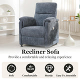 Chenille Power Recliner Chair for Living Room Bedroom|Electric|Remote Control|Side Pockets|Small|Adults (Blue) Anwick