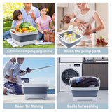 2.4 Gal(9L) Collapsible Dish Basin with Drain Plug, Space Saving Outdoor Multiuse Foldable Sink Tub, Dishpan, Kitchen Storage Tray for Camping, Vegetable Washing, RV (Gray) Goderewild