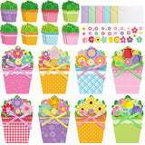 Pasimy 24 Sets Card Making Kits DIY Handmade Greeting Card Kits for Kids with Flowers Stickers Envelopes Ribbon for Preschool Primary School Kids Classroom Mother's Day Make Your Own Crafts Gifts Pasimy