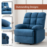 Ketaiyou Rocker Recliner Chair, Overstuffed Manual Rocking Recliner for Adults, Upholstered Comfy Soft Fabric Living Room Reclining Sofa Chair (Blue) Ketaiyou