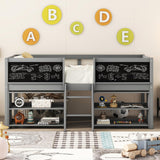 Bellemave Twin Low Loft Bed with Movable Shelves, Chalkboard, and Storage - Gray Bellemave