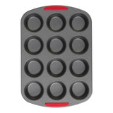GoodCook MegaGrip 12-Cup Nonstick Steel Cupcake and Muffin Pan with Silicone Grip Handles, Gray GoodCook