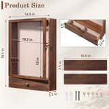 Wishtofly Shadow Box Frame 3 Deep, 11x16 Shadow Boxes Display Cases with Removable Shelves and Drawers, Wooden Memory Frames for Pictures, Flowers, Pet Memorial, Wedding Bouquet, Brown Wishtofly