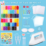 Pllieay 5mm Fuse Bead Kit with Upgraded Iron, 48 Colors Melty Beads for Craft, Iron Beads Set Including 2 Pegboards, Ironing Paper and Chain Accessories for Arts Crafts Easter Christmas Birthday Pllieay