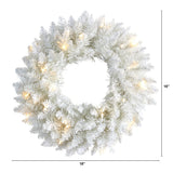 Nearly Natural 18in. White Colorado Spruce Artificial Christmas Wreath with 129 Bendable Branches and 20 Warm LED Lights Nearly Natural