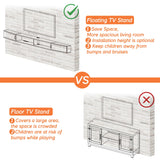 FITUEYES Wall Mounted Floating TV Shelf with Yellow Light, Flaoting Entertainment Center TV Shelf for Under TV, Wall Mounted TV Console Cabinet,70'',Brown FITUEYES