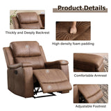CANMOV Leather Recliner Chair Set of 2, Classic and Traditional Manual Recliner Chair with Overstuffed Arms and Back, Manual Single Sofa with Concealed Cup Holders,Nut Brown CANMOV