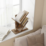 Tajsoon Tree Bookshelf 3 Tier Book Storage Organizer Shelves, Desktop Bookshelf Floor Standing Bookcase Display for CDs/Magazine/Books, Small Bookshelf for Bedroom, Living Room Office, Rustic Brown Tajsoon