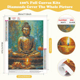 SENQAO Buddha Diamond Painting Kits for Adults, 5D Buddhism Inspirational Full Drill Diamond Art Kits, Lotus DIY Round Full Drill Gem Art and Crafts for Home Wall Decor 12x16inch SENQAO
