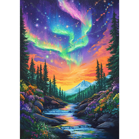 HEIBAGO Aurora Diamond Painting Kits for Adults - Forest Diamond Art Kits for Adults Beginner, DIY Starry Night Full Round Gem Crystal Art Paint by Diamond, Home Wall Decor 12 x 16 in HEIBAGO