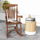 Outsunny Outdoor Wood Rocking Chair, 350 lbs. Porch Rocker with High Back for Garden, Patio, Balcony, Teak Outsunny
