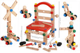 Wooden Nuts and Bolts Set - Construction Work Bench Chair - Wooden Construction Kits for Kids - Wooden Toys for 4 Years Old -Compatible with TOWO Nuts Bolts Set Toys of Wood Oxford